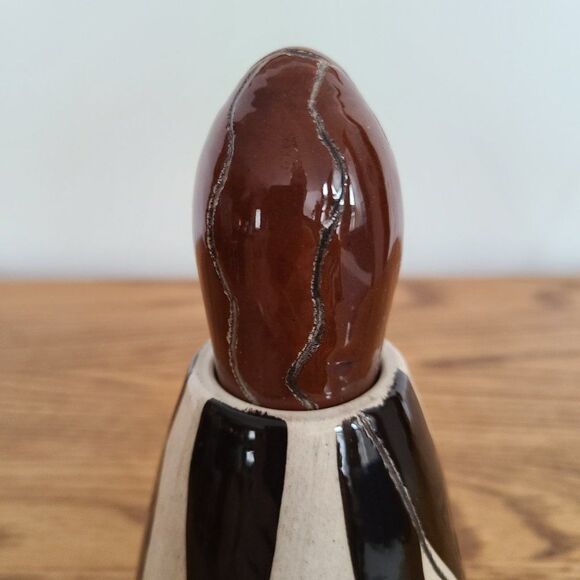 Terracotta Flower Woman Character Bottle with Head Stopper Porcelain Pottery Art - Picture 10 of 15